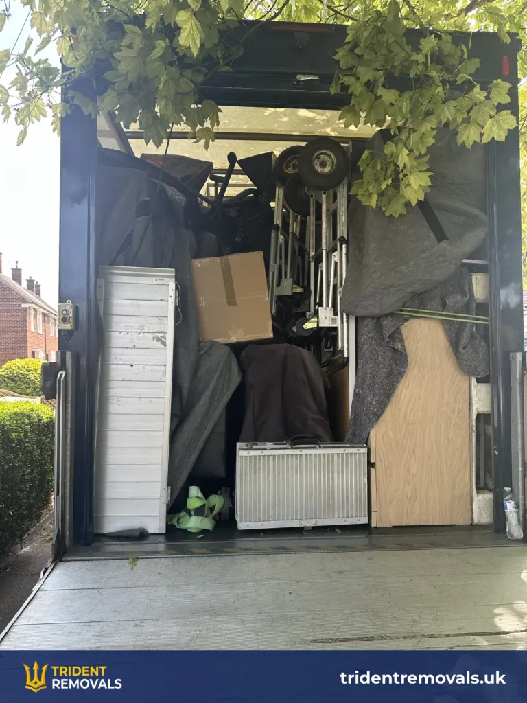Fully loaded removal van for a house move from Liverpool to Wigan