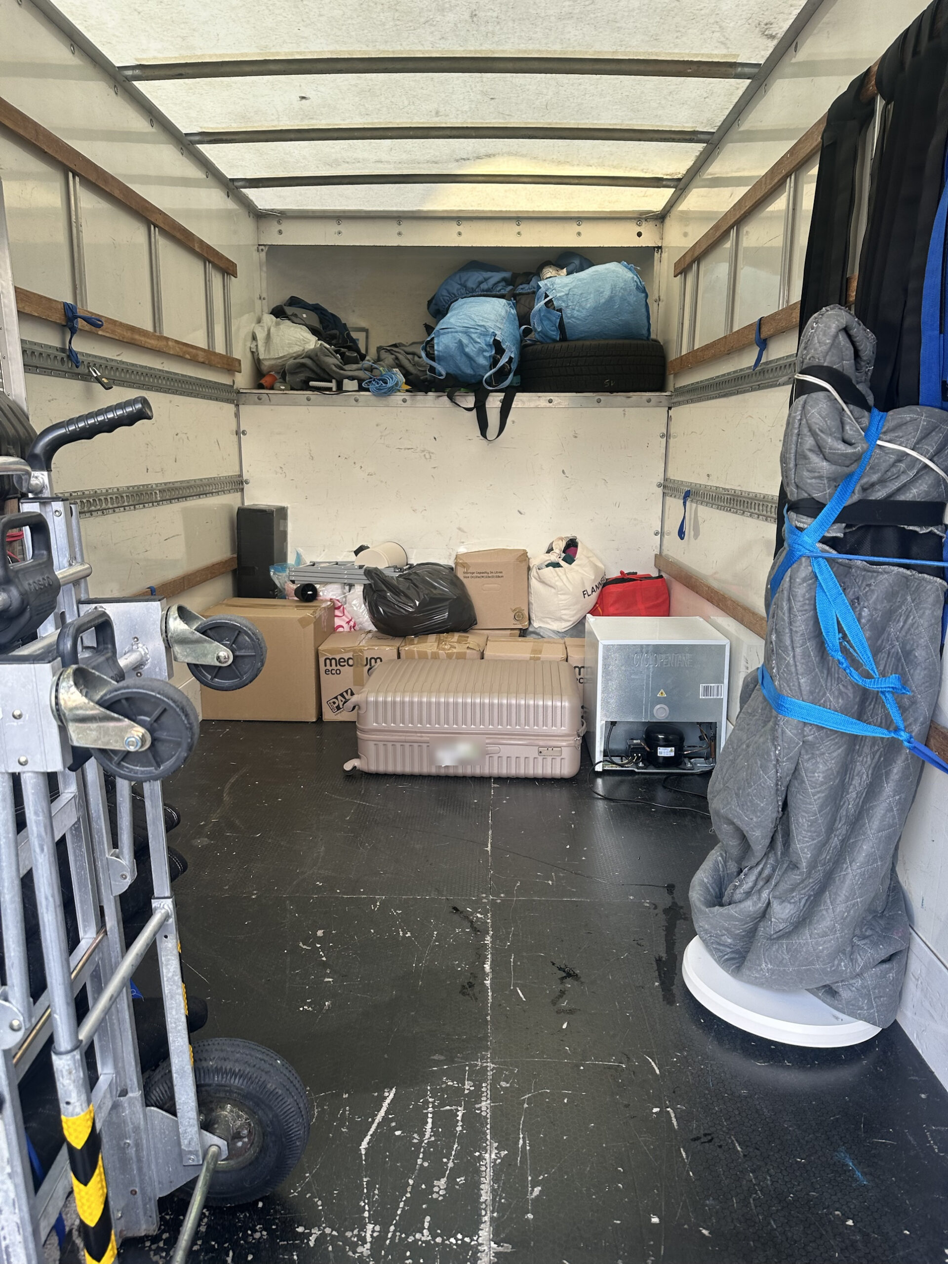 Student Move in Kensington, Liverpool: 20% Off for Students Reliable Removals and House Clearance in Liverpool Student belongings, boxes, suitcase and mini fridge loaded in the removal van for a Kensington student move