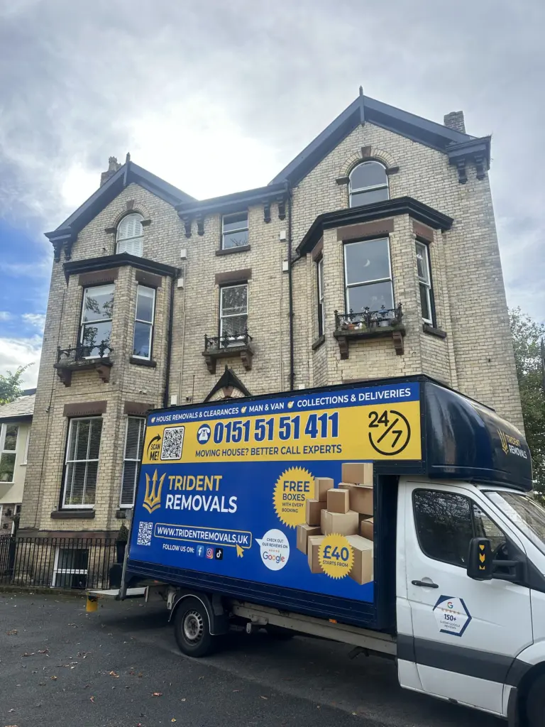 Man and Van Aigburth to Manchester: An Autumn Move Reliable Removals and House Clearance in Liverpool Man and van loading with the tail lift down in Aigburth, Liverpool
