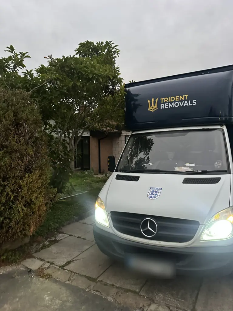 Trident Removals van at the end of a house removal to Heswall, Wirral
