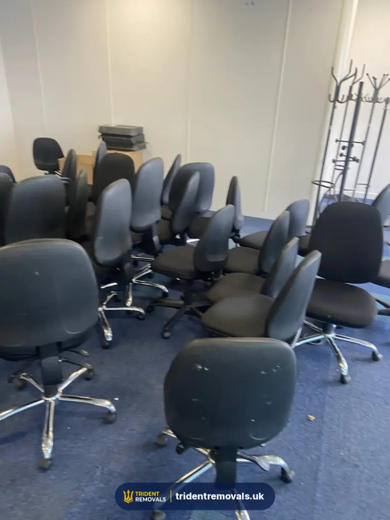 House Clearance Reliable Removals and House Clearance in Liverpool Office chairs ready for collection on an office clearance job in Liverpool