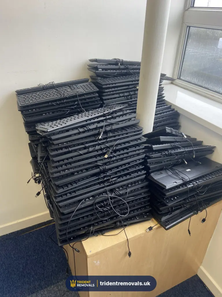 House Clearance Reliable Removals and House Clearance in Liverpool Office keyboards collected for IT clearance and recycling in Liverpool